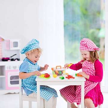 Jogotoll Kitchen Pretend Play Accessories Toys with Stainless Steel Cookware Pots and Pans Set, Cooking Utensils, Apron & Chef Hat and Cutting Play Foods for Kids, Gifts Learning Tool