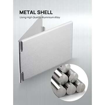 MIRRORNOVA Portable Folding Mirror, Ultra-Slim Durable Makeup Tabletop Mirror for Travel with Aluminum Shell, Large Size 7"