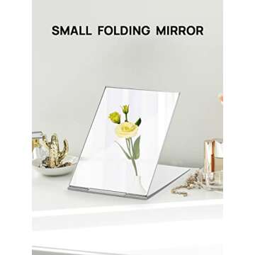 MIRRORNOVA Portable Folding Mirror, Ultra-Slim Durable Makeup Tabletop Mirror for Travel with Aluminum Shell, Large Size 7"