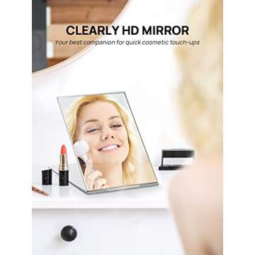 MIRRORNOVA Portable Folding Mirror, Ultra-Slim Durable Makeup Tabletop Mirror for Travel with Aluminum Shell, Large Size 7"