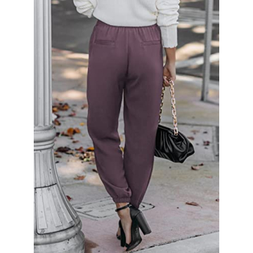 EVALESS Women’s Trendy Summer Casual Pants with Pockets