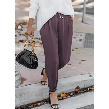 EVALESS Women’s Trendy Summer Casual Pants with Pockets