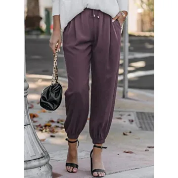 EVALESS Women’s Trendy Summer Casual Pants with Pockets