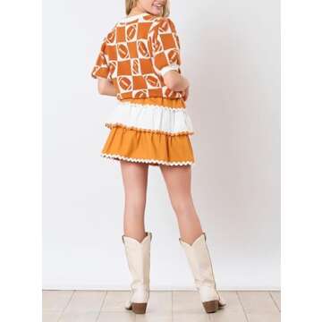 Women Y2k Puff Short Sleeve Cropped Sweaters Crewneck Slim Knit Pullover Tops 2024 Trendy Knitted T Shirts Blouse Ginger