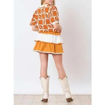 Trendy Women Y2K Cropped Sweaters Puff Short Sleeve