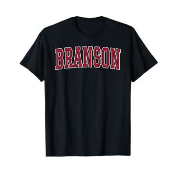 Branson Missouri Souvenir Varsity Style Red Text T-Shirt