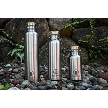 Tree Tribe Stainless Steel Water Bottle 20 oz - Indestructible, BPA Free, 100% Leak Proof, Eco Friendly, Double Wall Insulated Technology for Hot and Cold Drinks, Wide Mouth, Bamboo Cap
