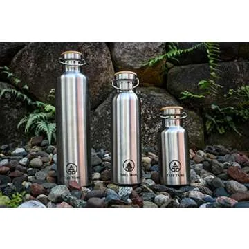 Tree Tribe Stainless Steel Water Bottle 20 oz - Indestructible, BPA Free, 100% Leak Proof, Eco Friendly, Double Wall Insulated Technology for Hot and Cold Drinks, Wide Mouth, Bamboo Cap