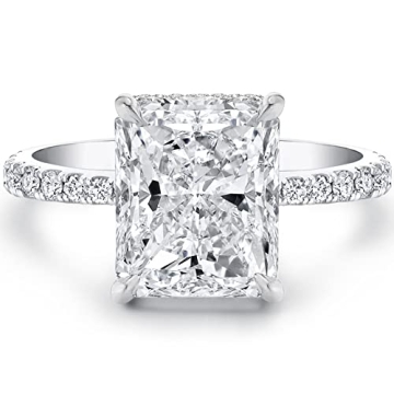 Bo.Dream 3ct Radiant Cut Cubic Zirconia Engagement Ring for Women