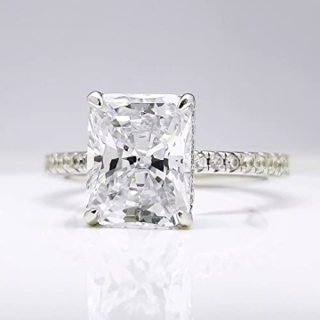 Bo.Dream Radiant Cut Engagement Ring in Platinum Plated