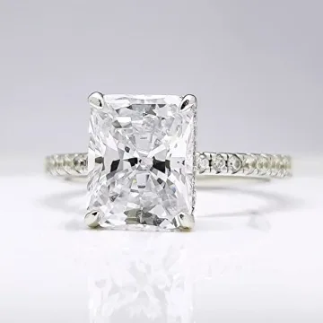 Bo.Dream Radiant Cut Engagement Ring in Platinum Plated