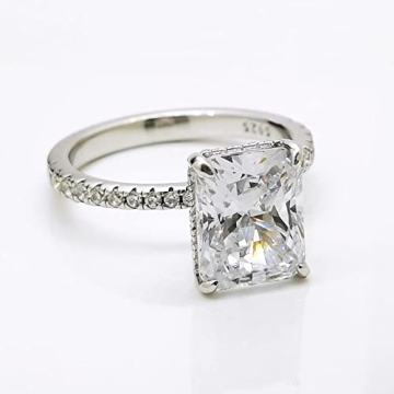 Bo.Dream Radiant Cut Engagement Ring in Platinum Plated