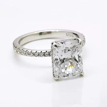 Bo.Dream Radiant Cut Engagement Ring in Platinum Plated