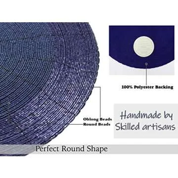 COTTON CRAFT Glitz Handmade Beaded Charger Placemats Set of 4