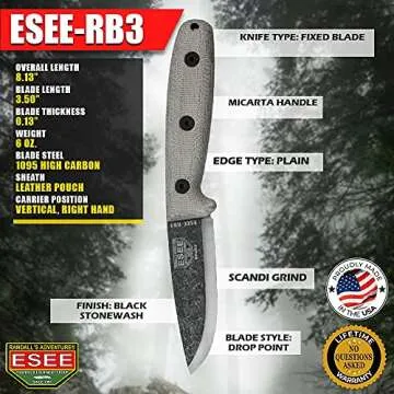 ESEE RB3 Survival Knife with Lifetime Guarantee - Made in USA