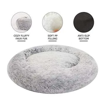 Plush Donut Dog Bed for Medium Dogs - Anti-Anxiety Comfort