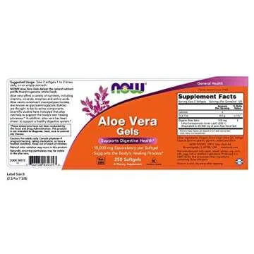 NOW Foods Supplements, Aloe Vera (Aloe barbadensis) 10,000 mg, Supports Digestive Health*, 250 Softg...