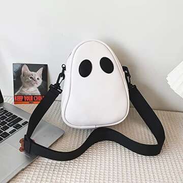 Halloween Pumpkin Cute Ghost Purse, Pu Leather Crossbody Bag Shoulder Bag For Girls, Spooky Season T...