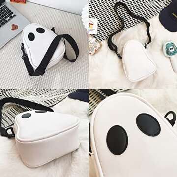 Halloween Pumpkin Cute Ghost Purse, Pu Leather Crossbody Bag Shoulder Bag For Girls, Spooky Season Trick Or Treat (white, One Size)