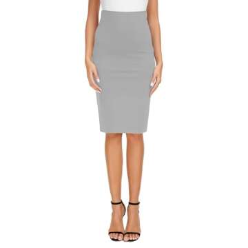 High Waist Bodycon Midi Pencil Skirt for Women
