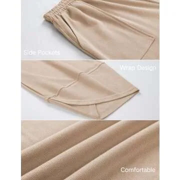 Xiaoxuemeng Womens Baggy Wide Leg Pants Casual Elastic Waisted Palazzo Harem Pants with Pockets (Khaki-M)