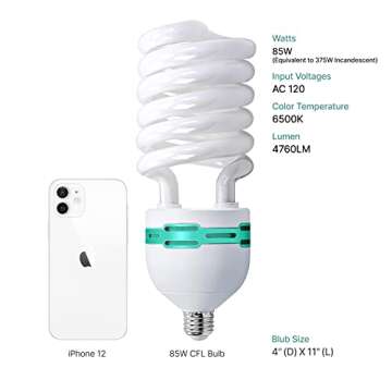 JULIUS STUDIO (2-Pack) 85W Photo Studio Lighting Bulb 6500K 4760LM for Photo Video Studio, JSAG318