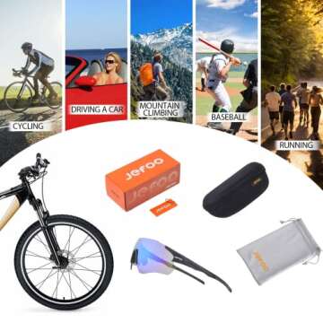 Jefoo Polarized Sunglasses Cycling Sunglasses for Men Women UV400 Protection for Running Hiking Ski Golf outdoor Sports