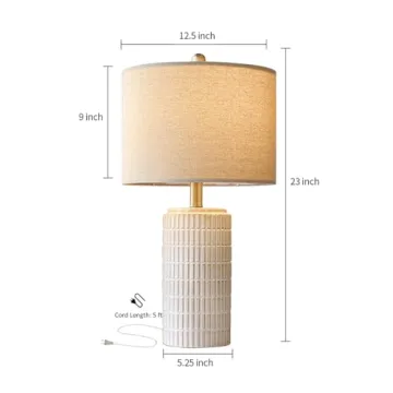 Chic PoKat 23'' Ceramic Bedside Table Lamp for Any Space