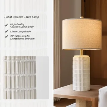 Chic PoKat 23'' Ceramic Bedside Table Lamp for Any Space