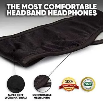 CozyPhones Sleep Headphones - Over Ear Headphones from Ultra Thin Cool Mesh Wired for Side Sleepers, Meditation, Running, Laptop, and Phone - Black