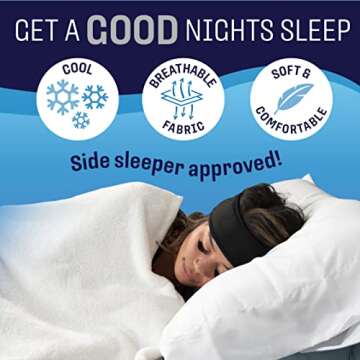 CozyPhones Sleep Headphones - Over Ear Headphones from Ultra Thin Cool Mesh Wired for Side Sleepers, Meditation, Running, Laptop, and Phone - Black