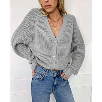 March9 Womens Fuzzy Cardigan Sweaters Oversized Long Sleeve Buttons Up V Neck Lightweight Loose Knit Sweater Cloak Tops