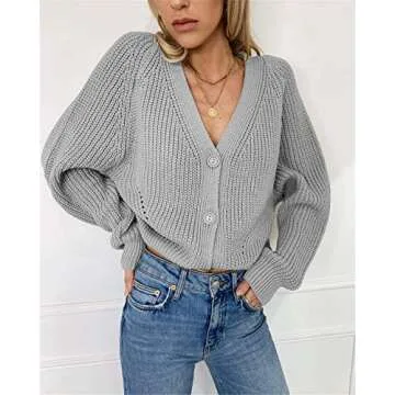 March9 Womens Fuzzy Cardigan Sweaters Oversized Long Sleeve Buttons Up V Neck Lightweight Loose Knit Sweater Cloak Tops