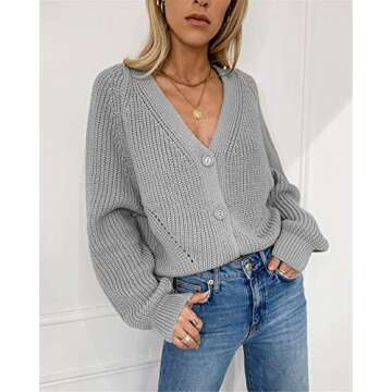 March9 Womens Fuzzy Cardigan Sweaters Oversized Long Sleeve Buttons Up V Neck Lightweight Loose Knit Sweater Cloak Tops