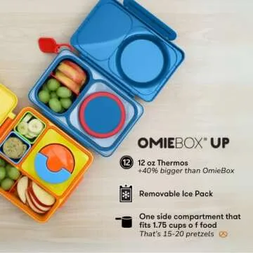 Omie OmieBox UP bento box for kids | Insulated lunch box | Leak proof thermos food jar | Cooler ice ...