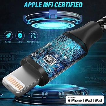 10FT Apple MFi Certified Lightning Cables - 3 Pack