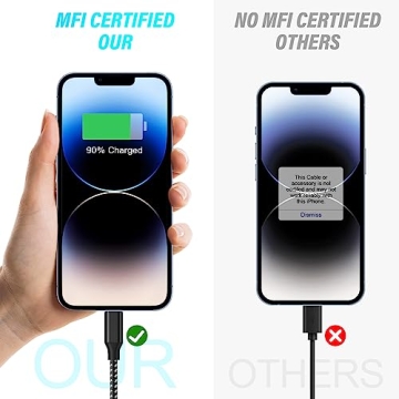 10FT Apple MFi Certified Lightning Cables - 3 Pack