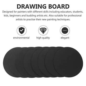 MILISTEN 8Pcs Round Black Cardboard, Mandala Cardboard, Round Kraft Paper for Painting Craft Artist Painter DIY Making, 15x15cm/ 5. 9x5. 9in