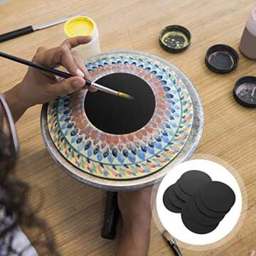 MILISTEN 8Pcs Round Black Cardboard, Mandala Cardboard, Round Kraft Paper for Painting Craft Artist Painter DIY Making, 15x15cm/ 5. 9x5. 9in