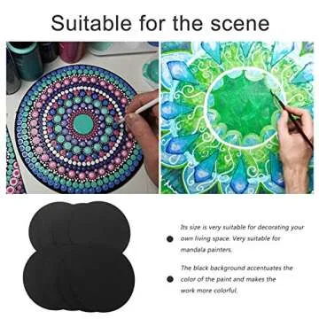 MILISTEN 8Pcs Round Black Cardboard, Mandala Cardboard, Round Kraft Paper for Painting Craft Artist Painter DIY Making, 15x15cm/ 5. 9x5. 9in