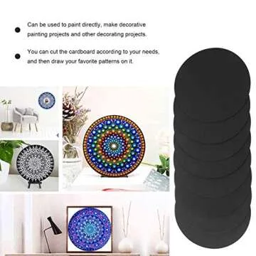 MILISTEN 8Pcs Round Black Cardboard, Mandala Cardboard, Round Kraft Paper for Painting Craft Artist Painter DIY Making, 15x15cm/ 5. 9x5. 9in