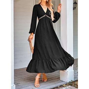 BIUBIU Women's Long Sleeve V Neck Maxi Dress Boho Fall Winter Casual Formal Lace Fashion 2022 Long D...