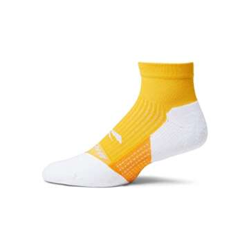 Brooks Ghost Quarter Socks I Performance Running Cushioned Socks with Arch Support for Men & Women - Sun Glow/Marigold/White - Large
