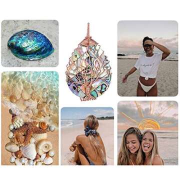 Tear Drop Abalone Tree of Life Necklace - Wire Wrap Abalone Shell Tree of Life Healing Crystal Pendant Necklace Fashion Rose Gold Plated Necklace Jewelry for Women