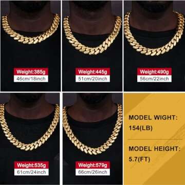 Ucciyo 22MM Big Cuban Chain for Men - 18K Gold Plated Thick Statement Necklace