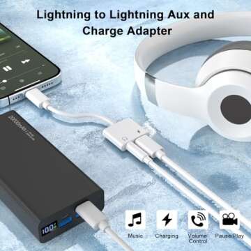 Apple MFi Certified 2 Pack Lightning to 3.5mm Headphone Jack Adapter, 2 in 1 iPhone Headphone Adapter Charger and Aux Audio Splitter Cable Dongle Adapter for iPhone 14 13 12 11 Pro Max XS XR X 8 7 6