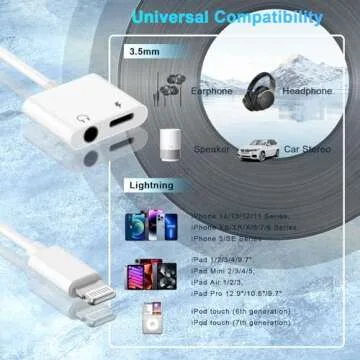 Apple MFi Certified 2 Pack Lightning to 3.5mm Headphone Jack Adapter, 2 in 1 iPhone Headphone Adapter Charger and Aux Audio Splitter Cable Dongle Adapter for iPhone 14 13 12 11 Pro Max XS XR X 8 7 6