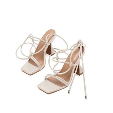 Coutgo Strappy Heels for Women - Elegant Lace Up Sandals