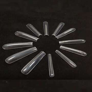 Upgrade 3XL Tapered Square Full Cover Nail Tips,504 Pcs 2.2" Clear XXXL Extra Long Square Straight Nail Tips for Acrylic Nails,EJIUJIUO 3XL No Curve Nail Tips Flattened Square Nail Tips(12 Sizes)