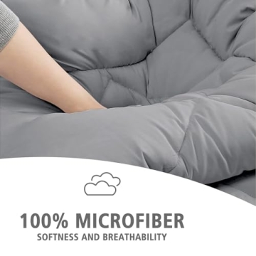 JOLLYVOGUE Queen Comforter Set, Reversible Light Grey Bed in a Bag Bedding Set for All Seasons, 3 Pieces Bed Set with 1 Comforter and 2 Pillow Shams